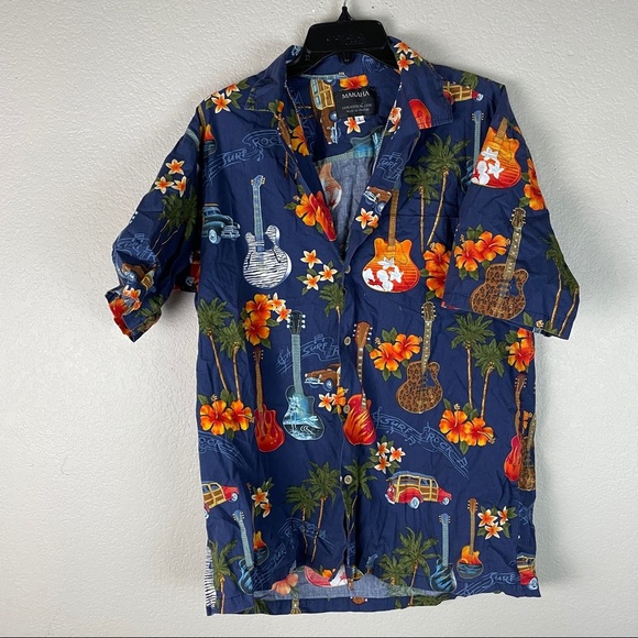 Makaha Hawaiian Button Up Shirt Size Large - Picture 1 of 8